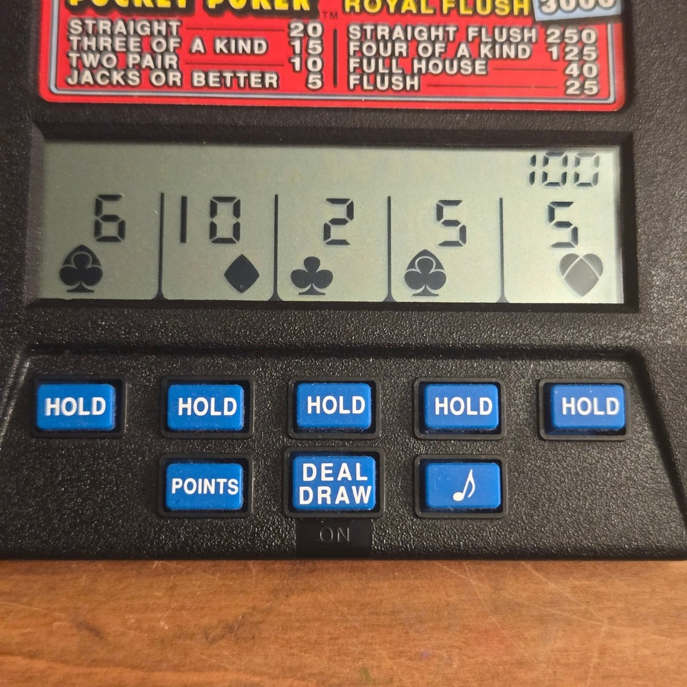 Radica Pocket Poker Handheld Electronic Game Model 1310 Vtg Las Vegas Fun Box - Picture 4 of 10